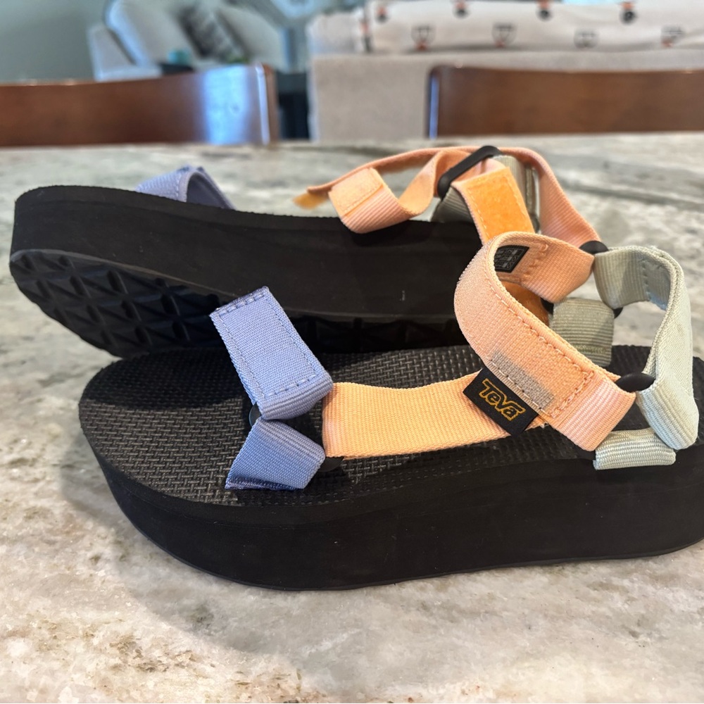Teva Pastel Strap Sandals with Black Soles